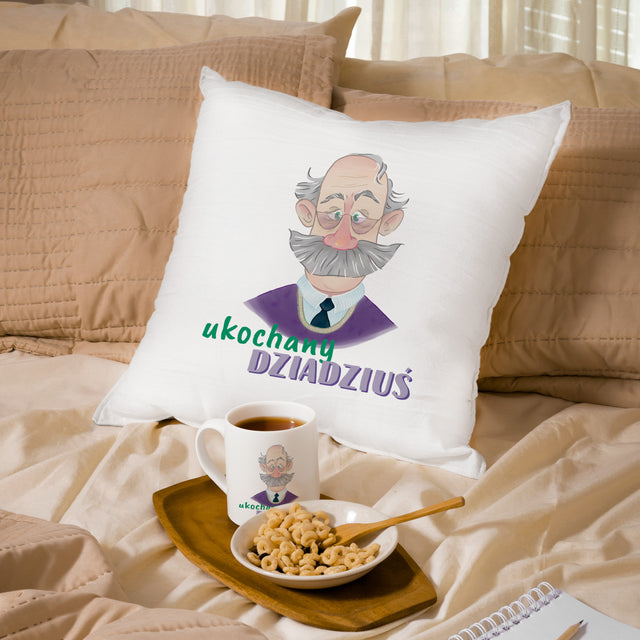 Zestaw Poduszka Kubek - Ukochany Dziadziuś Prezent na Dzień Dziadka
