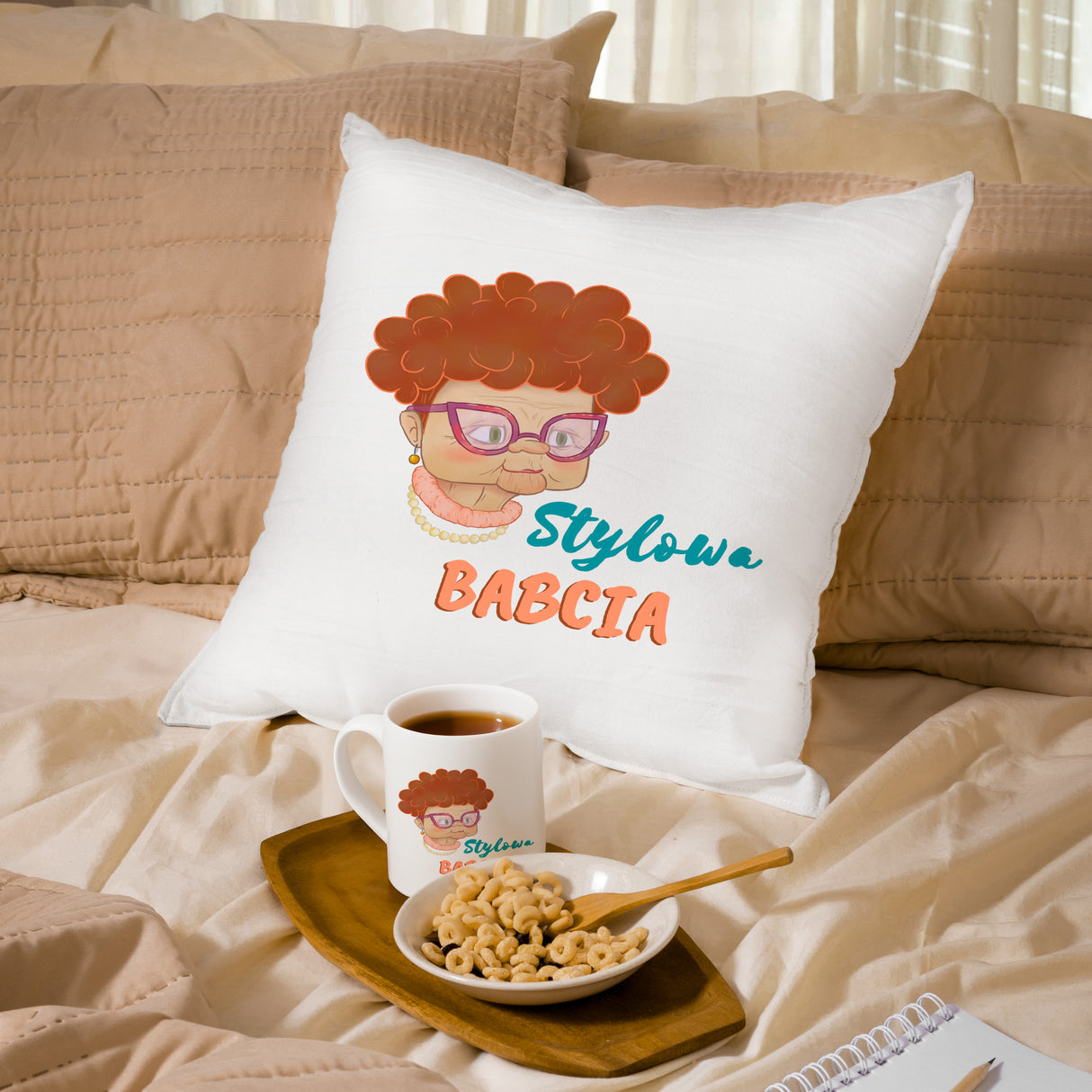 Zestaw Poduszka Kubek Stylowa babcia Prezent na Dzień Babci