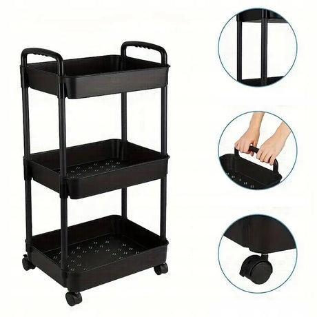 Czarna Półka, Szafka na Kółkach 4 Poziomy