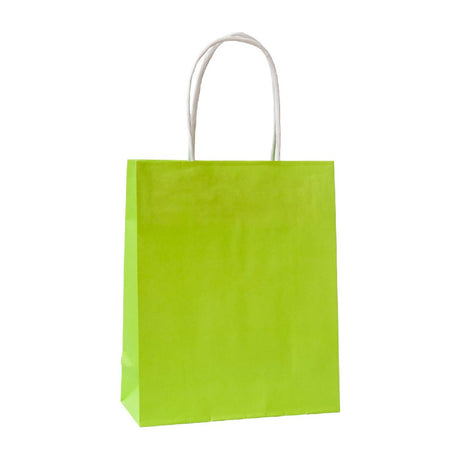 Torba papierowa 180x80x220mm z uchwytem skręcanym Premium -JASNOZIELONA