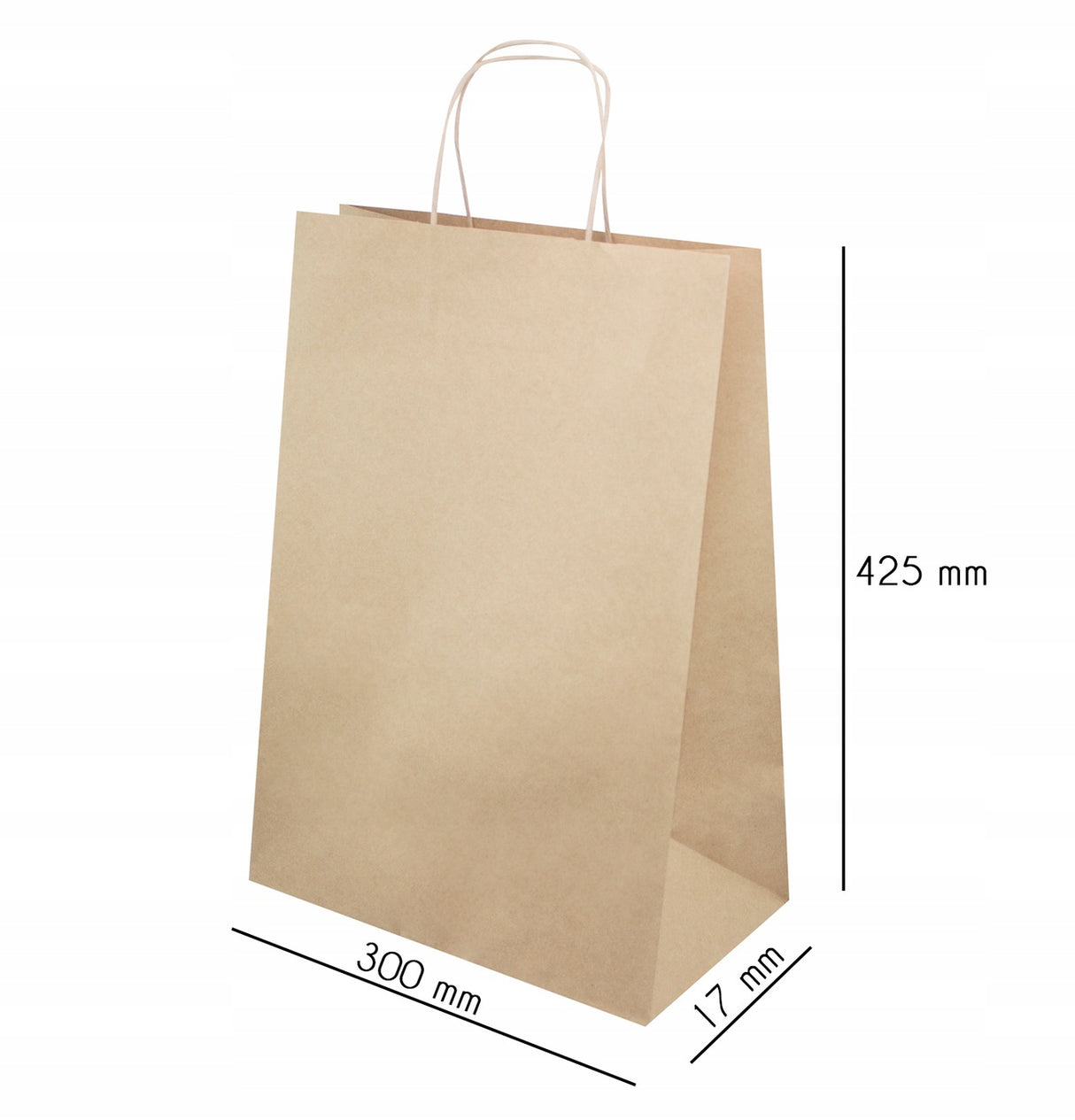 Torba papierowa 305x170x425mm z uchwytem skręcanym Brązowa prążek