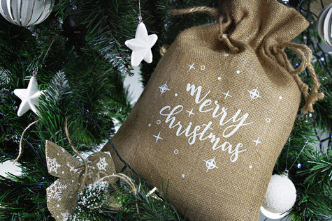 Worek na prezenty jutowy 30x42cm MERRY CHRISTMAS
