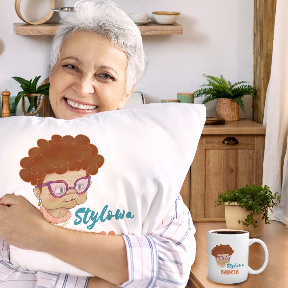 Zestaw Poduszka Kubek Stylowa babcia Prezent na Dzień Babci