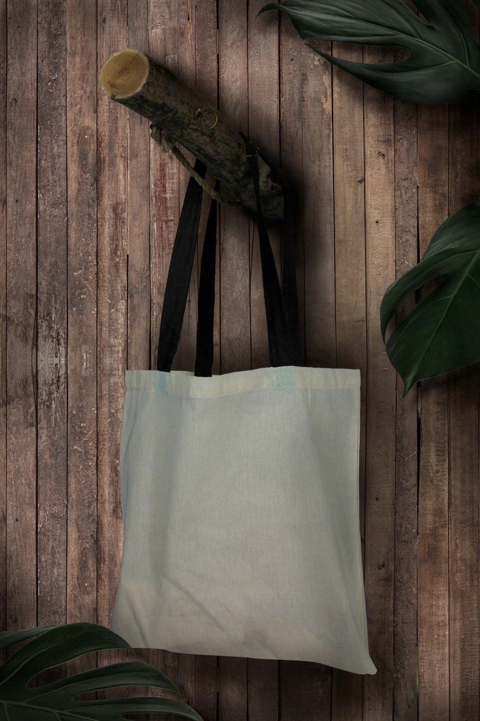 Torba bawełniana ecru 38x42cm CZARNE UCHO 140g/m2