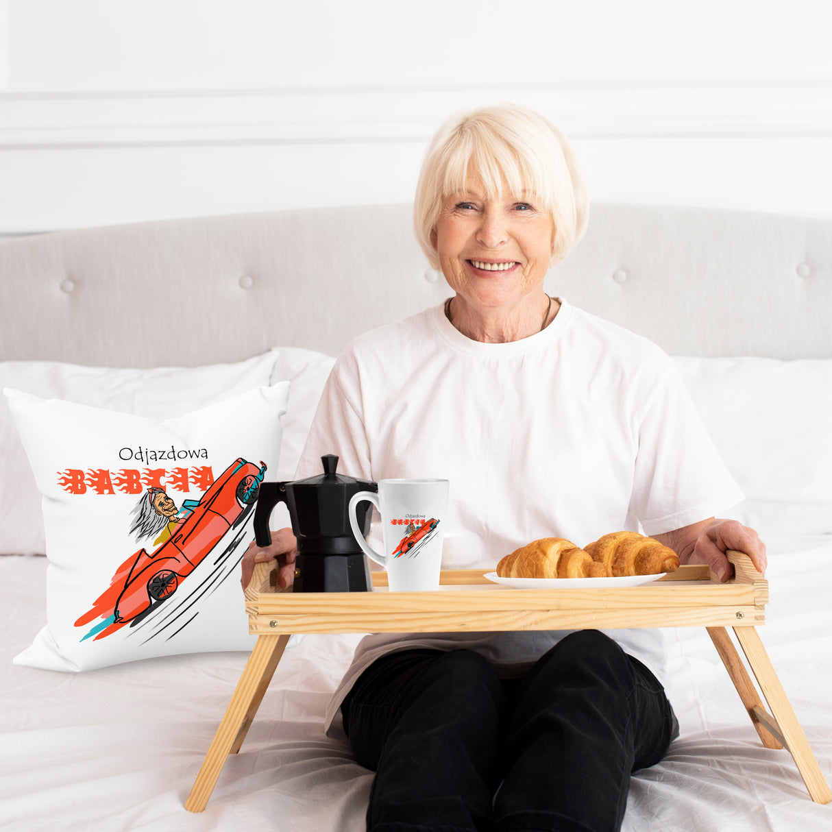 Zestaw Fartuch,Kubek,Poduszka Odjazdowa Babcia Prezent na Dzień Babci