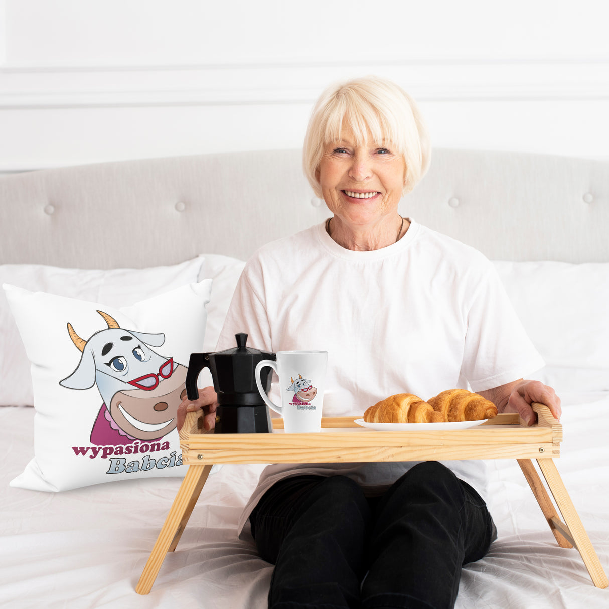 Zestaw Fartuch,Kubek,Poduszka Wypasiona Babcia Prezent na Dzień Babci