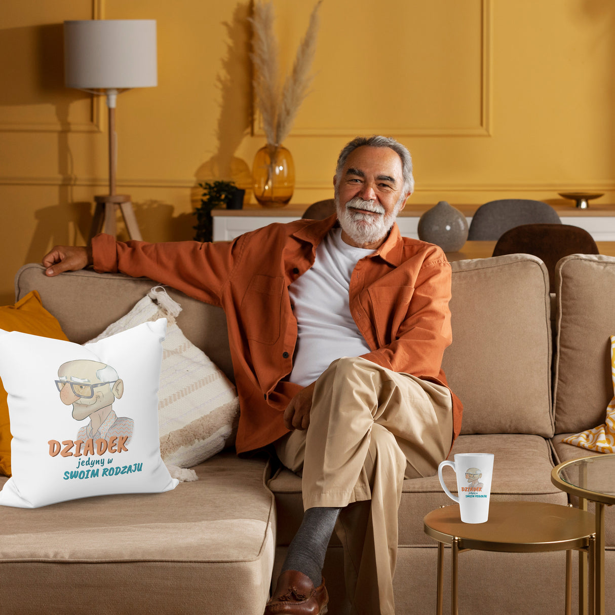 Zestaw Fartuch,Kubek,Poduszka Dziadek jedyny w swoim Rodzaju Prezent na Dzień Dziadka