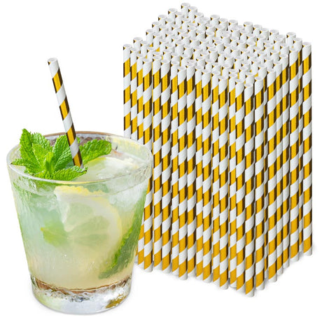 Słomki papierowe BŁYSZĄCE ZŁOTO 20cm ekologiczne 250szt