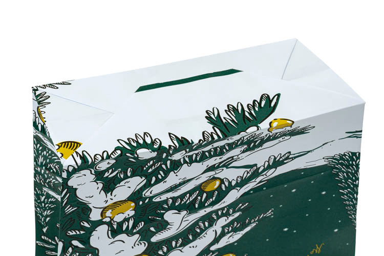 Torba papierowa świąteczna 24x10x32cm Zielona Choinka