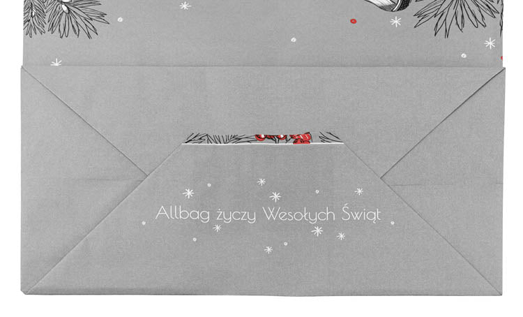 Torba papierowa świąteczna 32x16x38cm Merry Christmas Szara