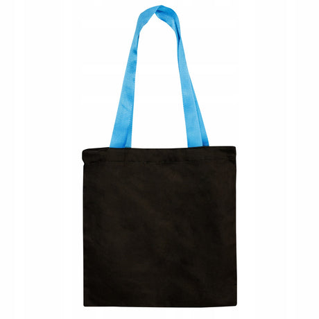 Torba bawełniana czarna 36x40cm 220g/m2 ze wzmocnionym uchwytem NIEBIESKIM
