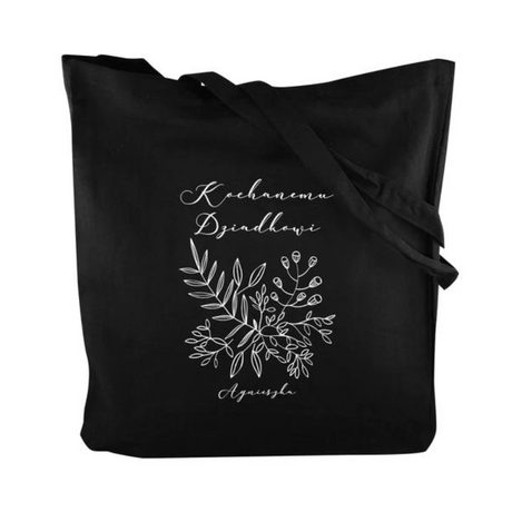 Torba Bawełniana personalizowana Kochanemu Dziadkowi+Imię Prezent na Dzień Dziadka Czarna