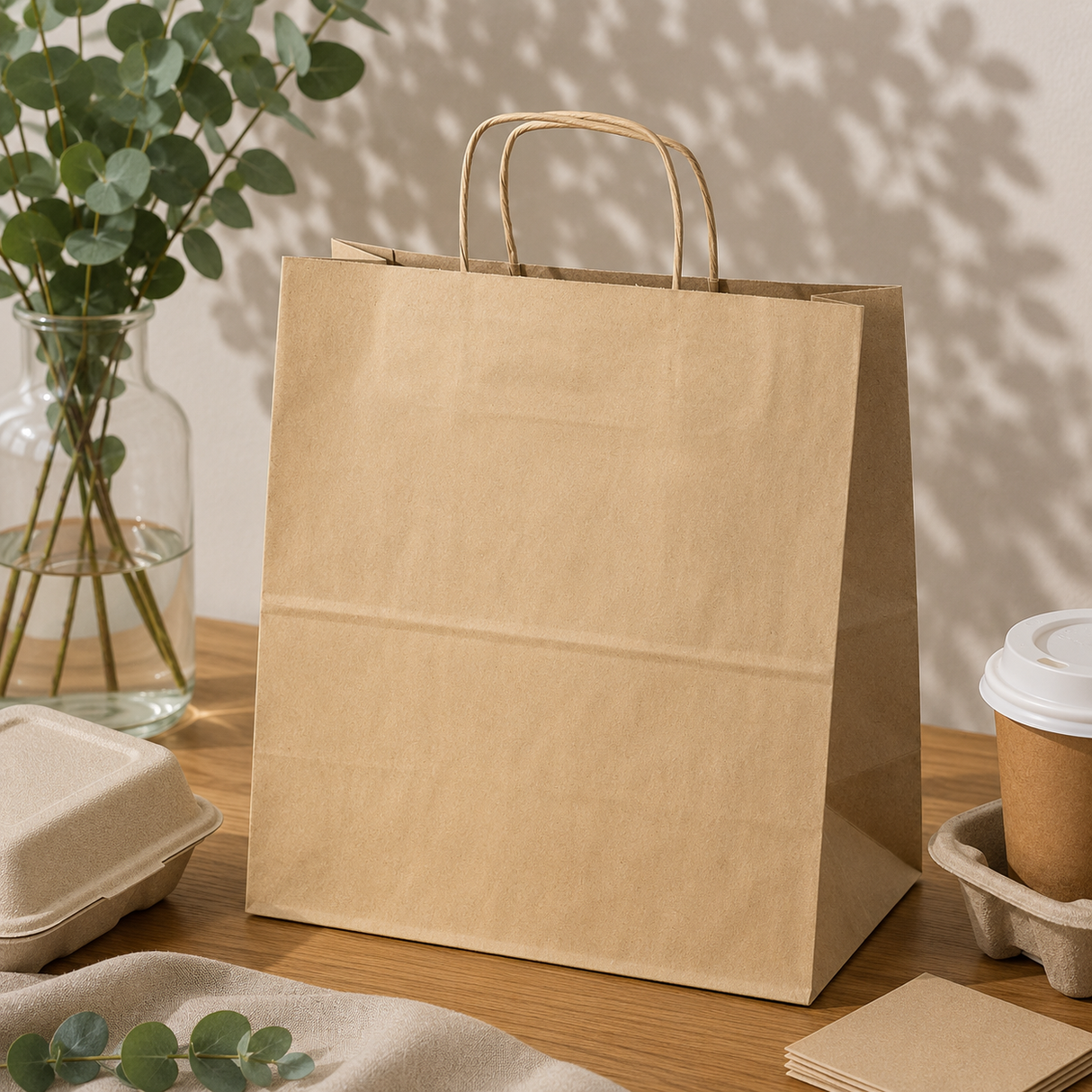 Torba Papierowa z Uchwytem Skręcanym 305x170x340mm Brązowa