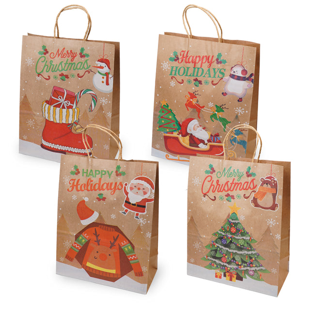 Torba papierowa świąteczna 150x80x210mm Happy Holidays 4szt.