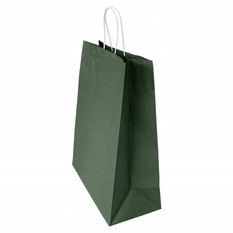 Torba papierowa 350x150x400mm z uchwytem skręcanym Ciemnozielona Premium