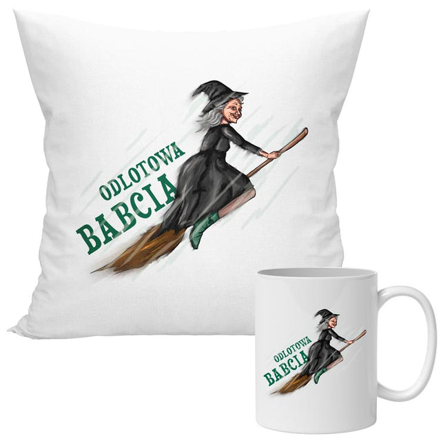 Zestaw Poduszka Kubek Odjazdowa Babcia Prezent na Dzień Babci