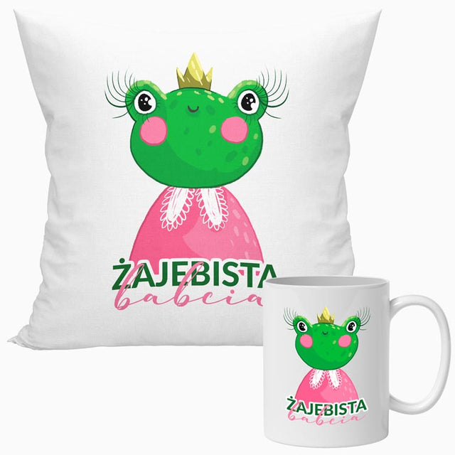 Zestaw Poduszka Kubek Żajebista babcia Prezent na Dzień Babci