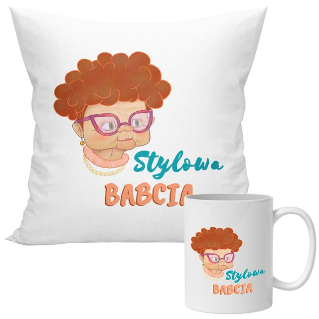 Zestaw Poduszka Kubek Stylowa babcia Prezent na Dzień Babci