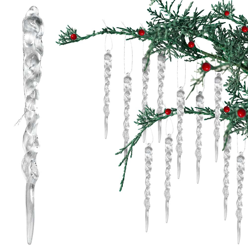 Przezroczyste sople na choinkę 12szt.