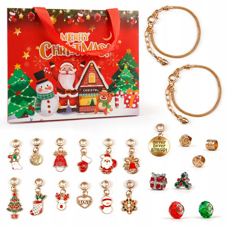 Bożonarodzeniowy zestaw bransoletek z zawieszkami