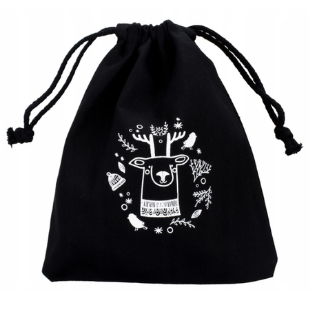 Woreczek bawełniany 18x32cm Czarny Renifer 145g