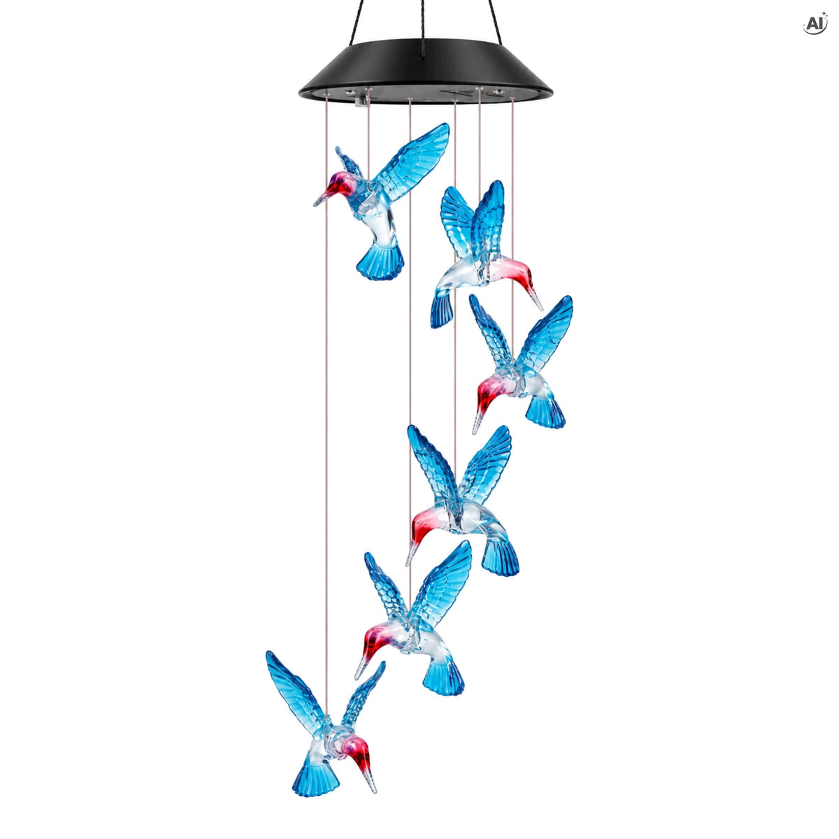 Solarne dzwonki wietrzne z kolibrami LED