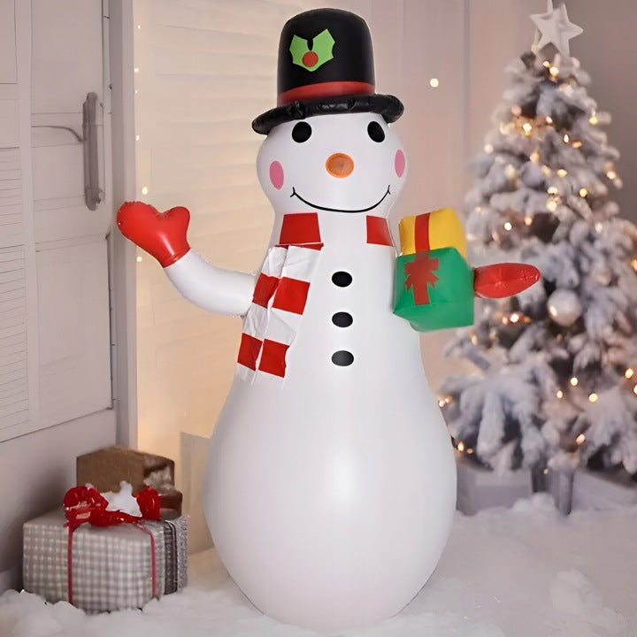 Dmuchany bałwan świąteczny z prezentem LED 180cm