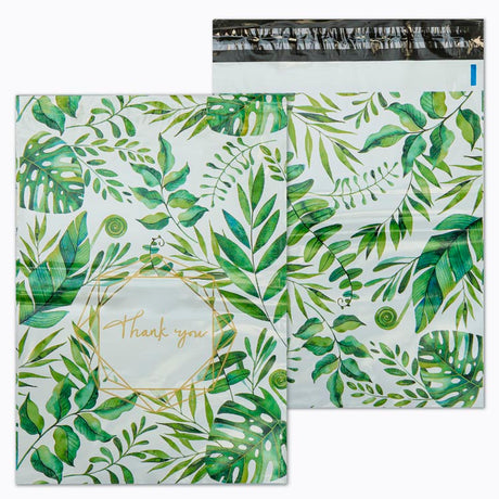 Foliopaki kurierskie 255x370mm 50 szt. THANK YOU ZIELONE LIŚCIE