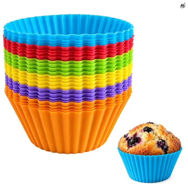 Silikonowe foremki do muffinek kolorowe 24 szt.