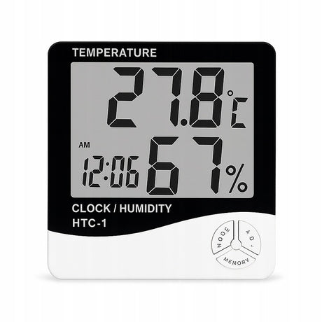 Higrometr cyfrowy LCD z termometrem i zegarem