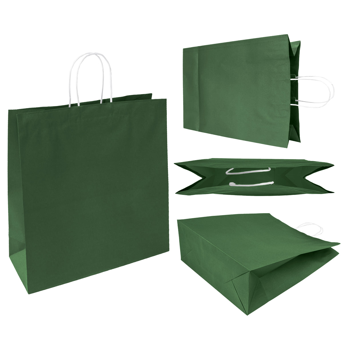 Torba papierowa 350x150x400mm z uchwytem skręcanym Ciemnozielona Premium