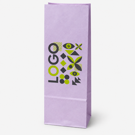 Torba papierowa klockowa z nadrukiem 100 × 70 × 280 mm Pastelowa fioletowa