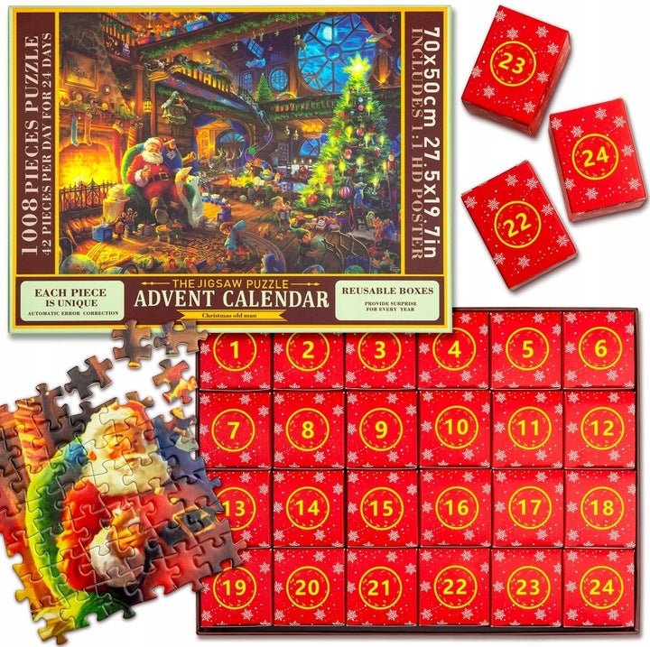 Kalendarz adwentowy Puzzle obrazek Mikołaja