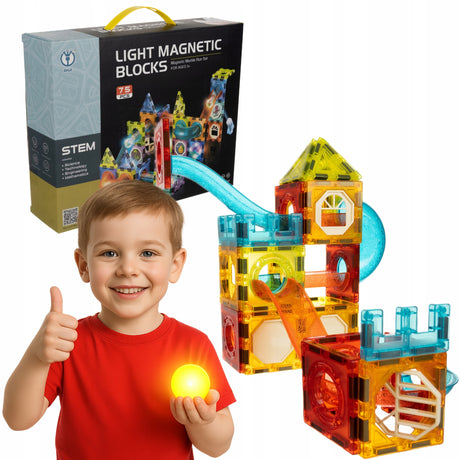 Klocki magnetyczne ze świecącymi kulkami 75 el.