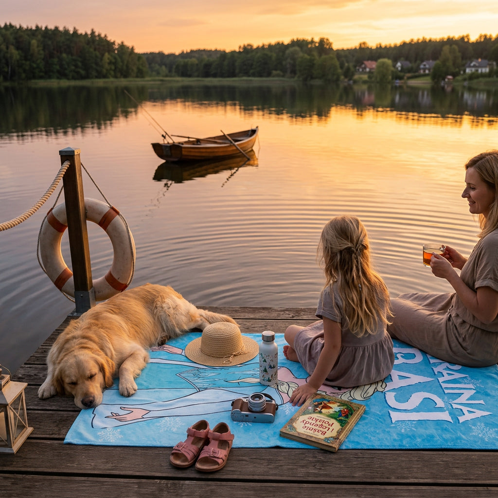 Szybkoschnący Ręcznik Plażowy 150x80 cm KRAINA LODU + IMIĘ