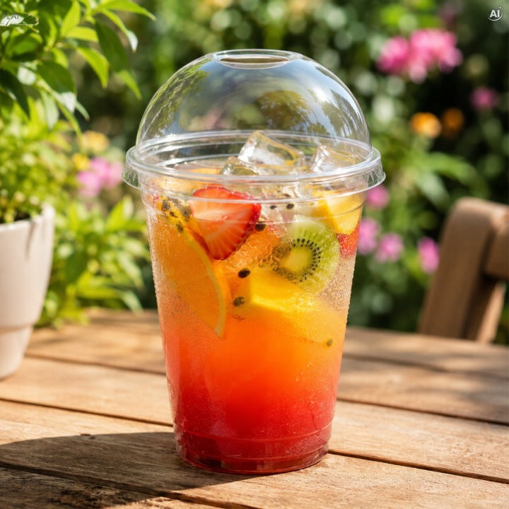 Kubki plastikowe  z pokrywką kopułką 500ml