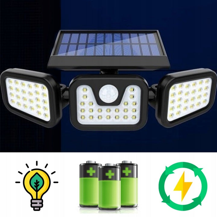 Lampa solarna potrójna czujnik ruchu zmierzchu