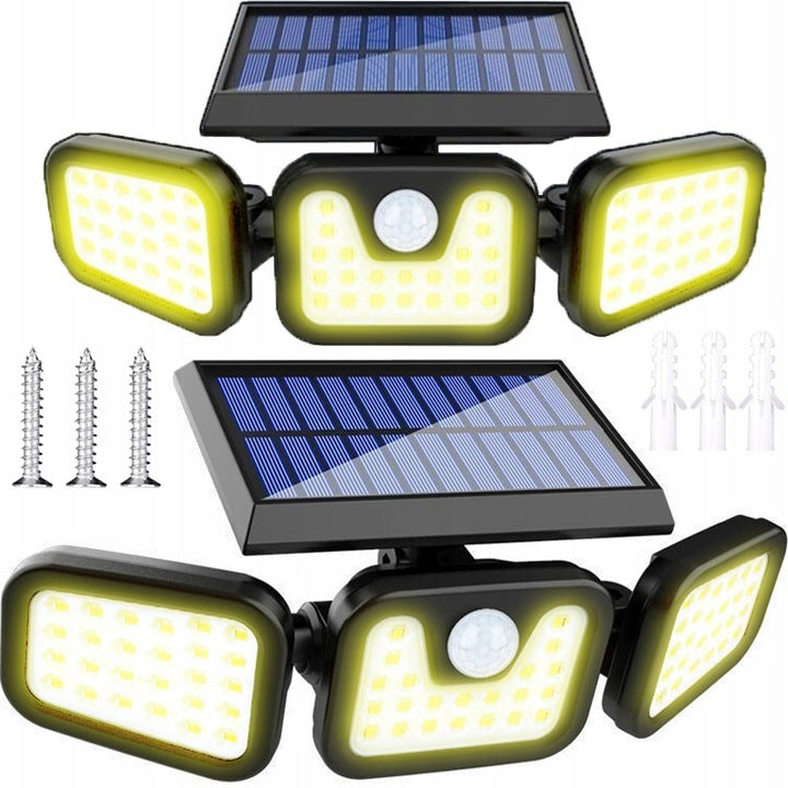 Lampa solarna potrójna czujnik ruchu zmierzchu