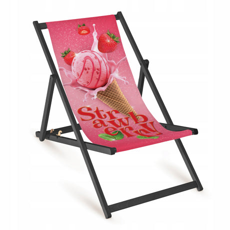 Leżak drewniany STRAWBERRY - Czarny Stelaż