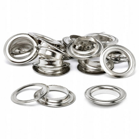 Metalowe oczka kaletnicze srebrne 16 mm z podkładkami 10szt.