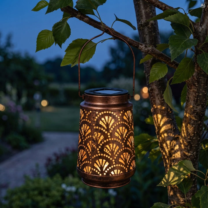 Metalowy lampion solarny LED