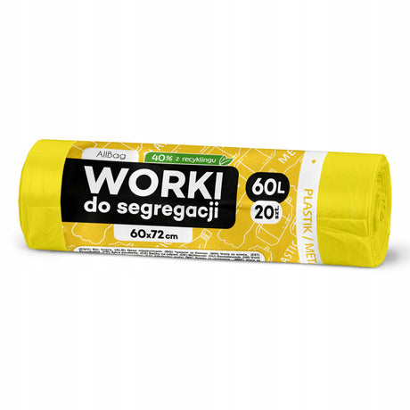 Wytrzymałe żółte worki na śmieci 60 L