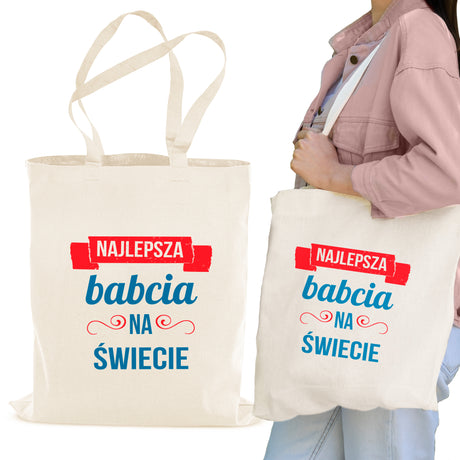 Torba Bawełniana Najlepsza Babcia na świecie Prezent na dzień babci Ecru