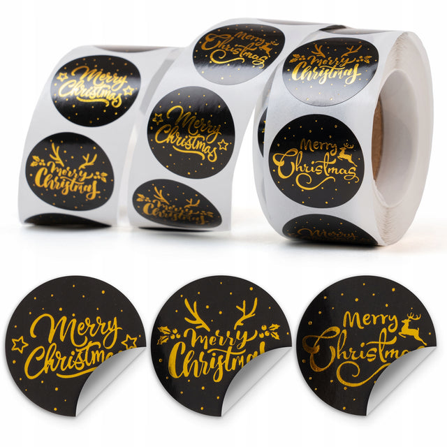 Naklejki Merry Christmas Czarno-złote