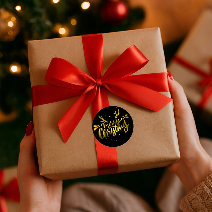 Naklejki Merry Christmas Czarno-złote