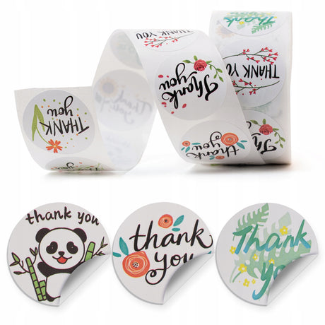 Naklejki Thank You kwiatowe białe