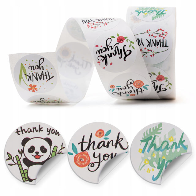 Naklejki Thank You kwiatowe białe