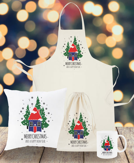 Zestaw świąteczny WOREK PODUSZKA FARTUCH KUBEK dom