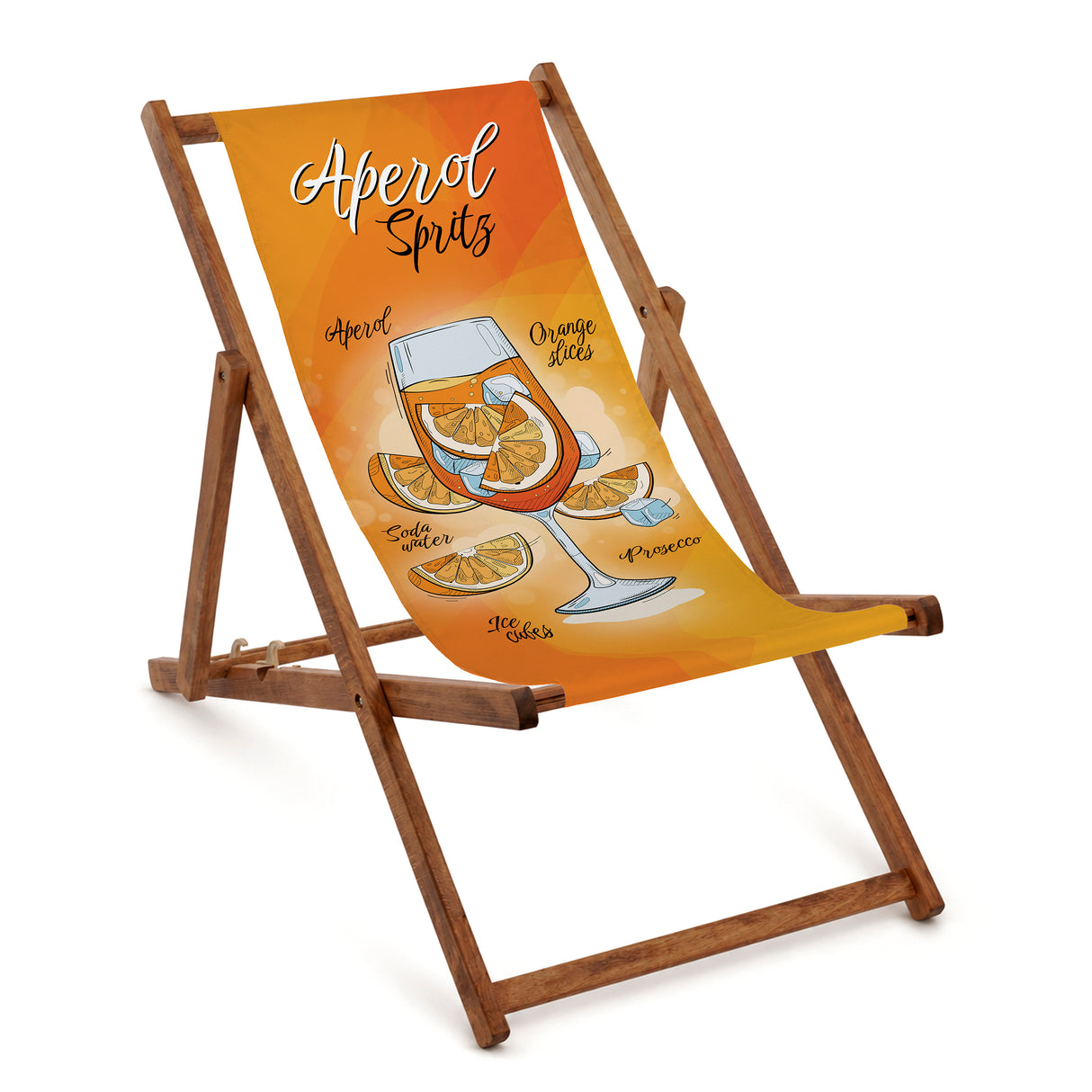 Leżak drewniany APEROL SPRITZ- Brązowy stelaż olejowany PREMIUM