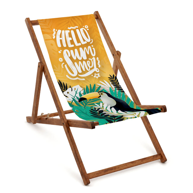 Leżak drewniany HELLO SUMMER- Brązowy stelaż olejowany PREMIUM